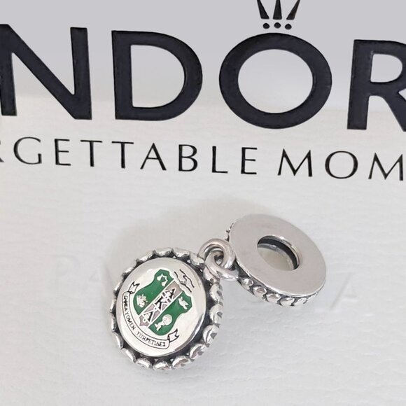 Pandora AKA Dangle Charm Alpha Kappa Alpha Sorority Charm S925 Silver with box - Picture 1 of 10